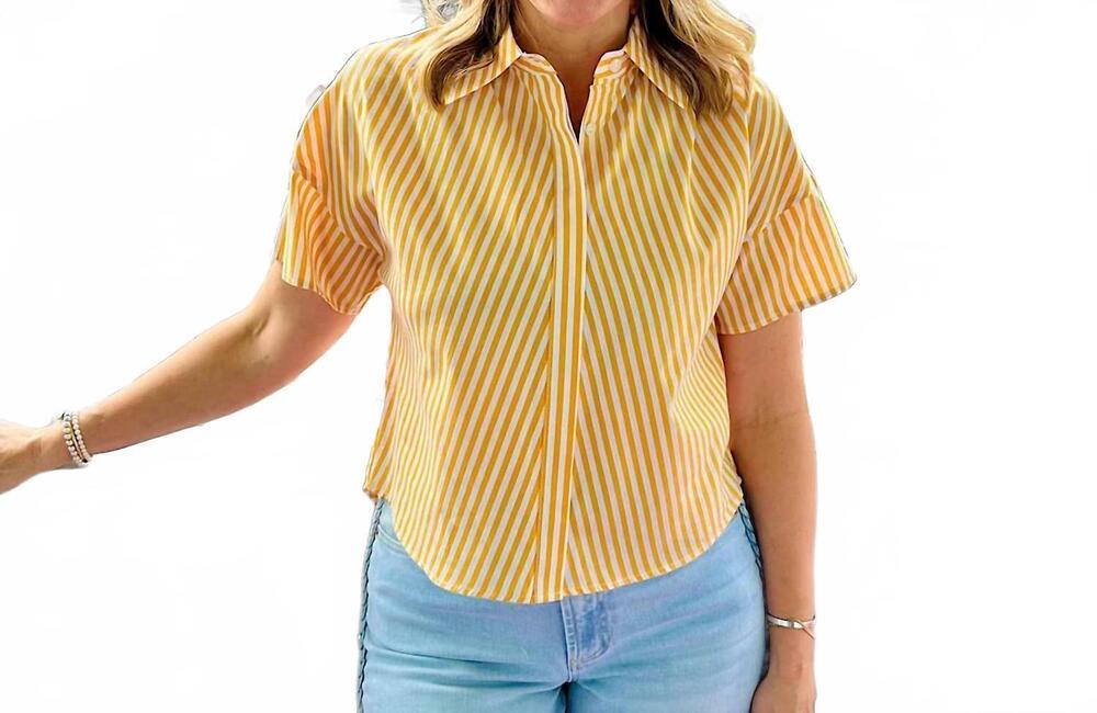 NEW DOLCE CABO poplin stripe high low top in yellow/white
